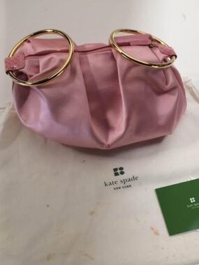 Kate Spade bracelet Purse pink satin w/gold wristlet evening clutch w/dust bag!!